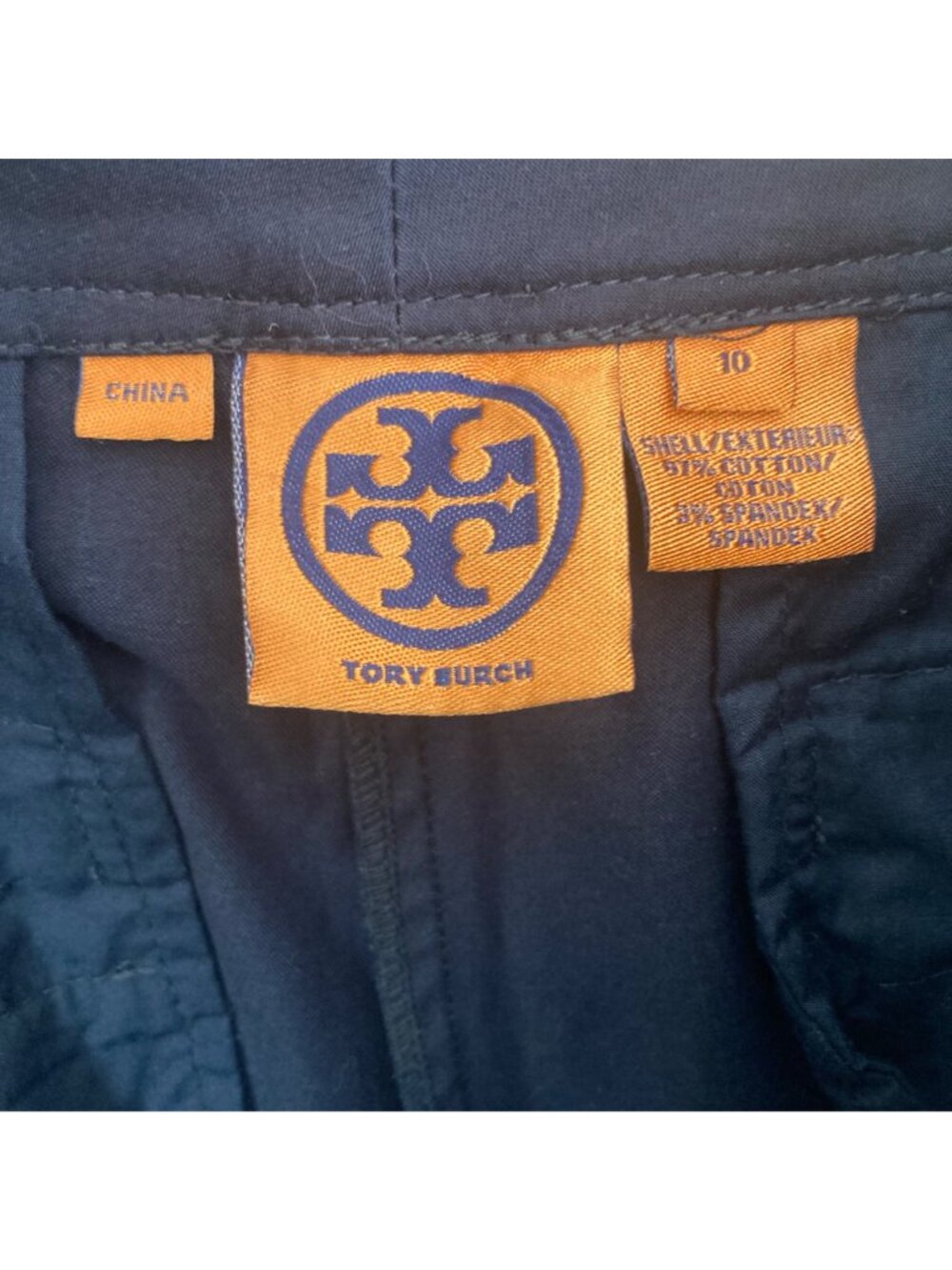 Tory Burch Cropped Chinos Pants Womens 10 Blue Stretch Workwear Career Designer - Picture 3 of 8